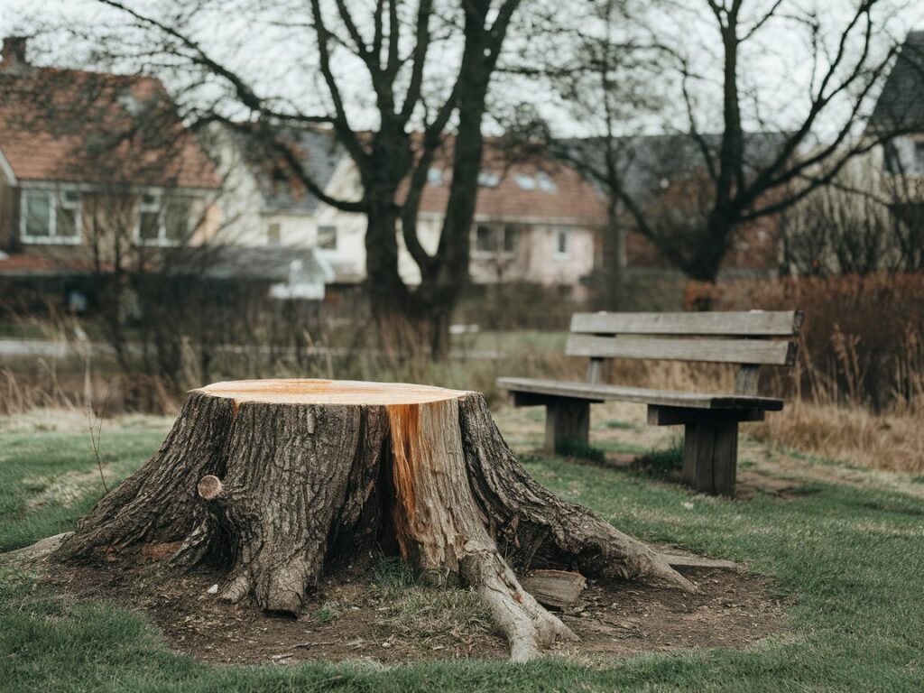 a-photo-of-a-tree-stump-in-a-residential-area